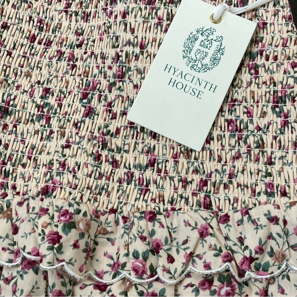 NEW Tuckernuck Smocked Floral Mini Skirt Women’s M Cream/Pink Y2K Hyacinth House - Picture 8 of 10